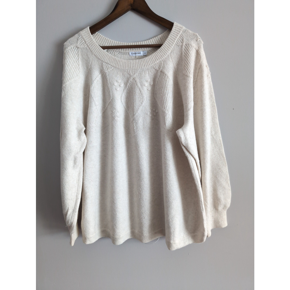 Signature Reitman Cream Bubble/Diamond Knit Bishop Sleeveless Sweater Women 3X